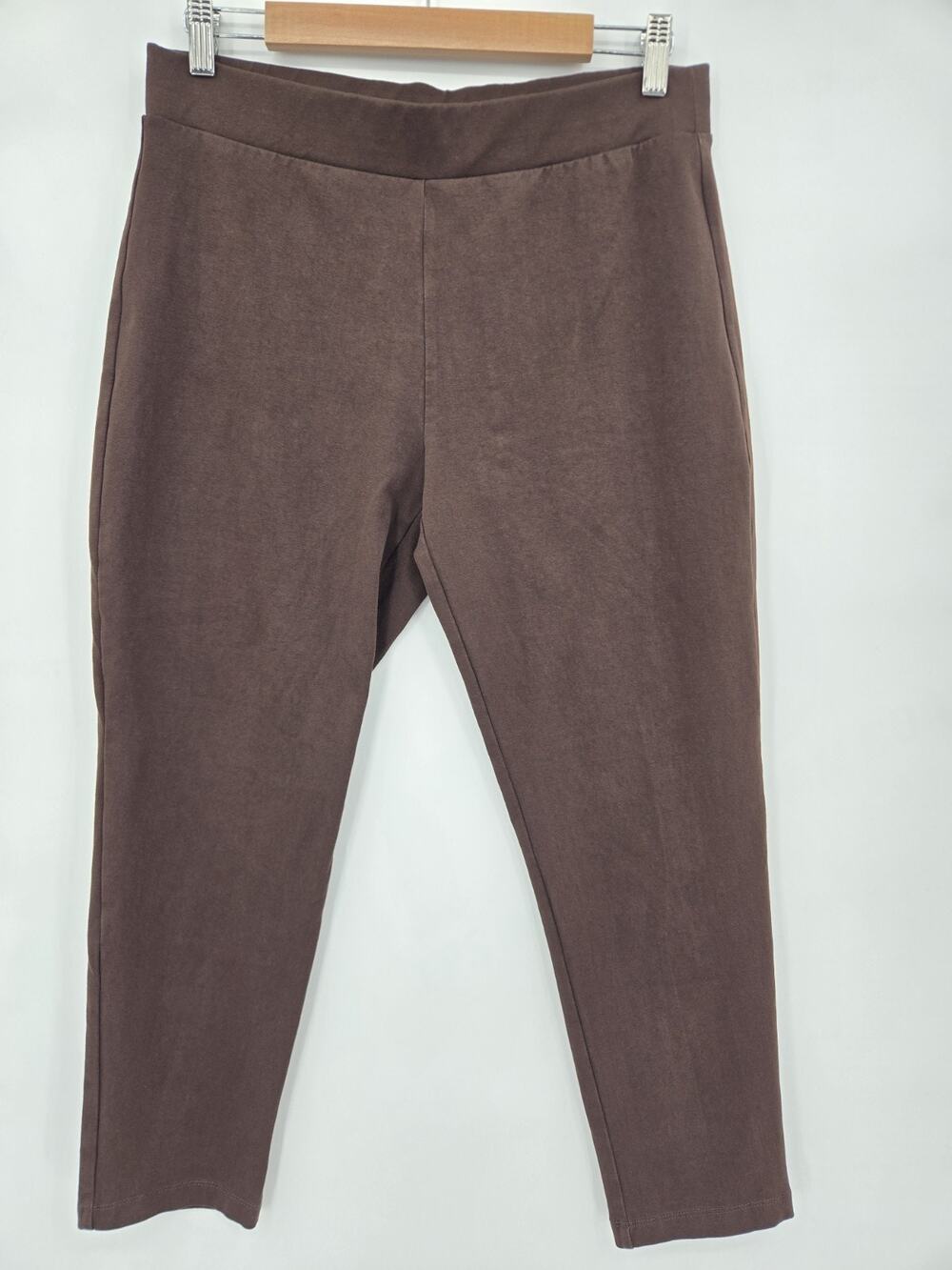Susan Graver Weekend Pull On Pants Brown Casual Minimalist Loungewear Size MP